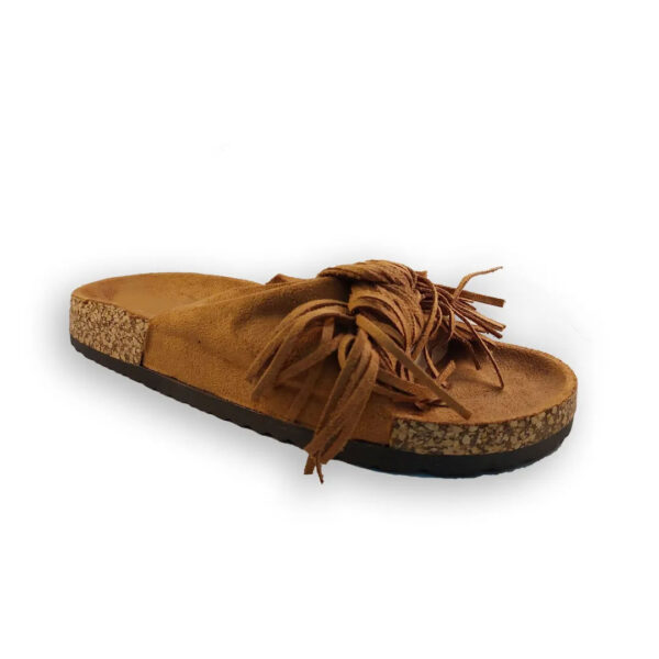 Παντόφλα Flat, Suede σε Καφέ, Μπέζ, Μαύρο και Μουσταρδί με κρόσια